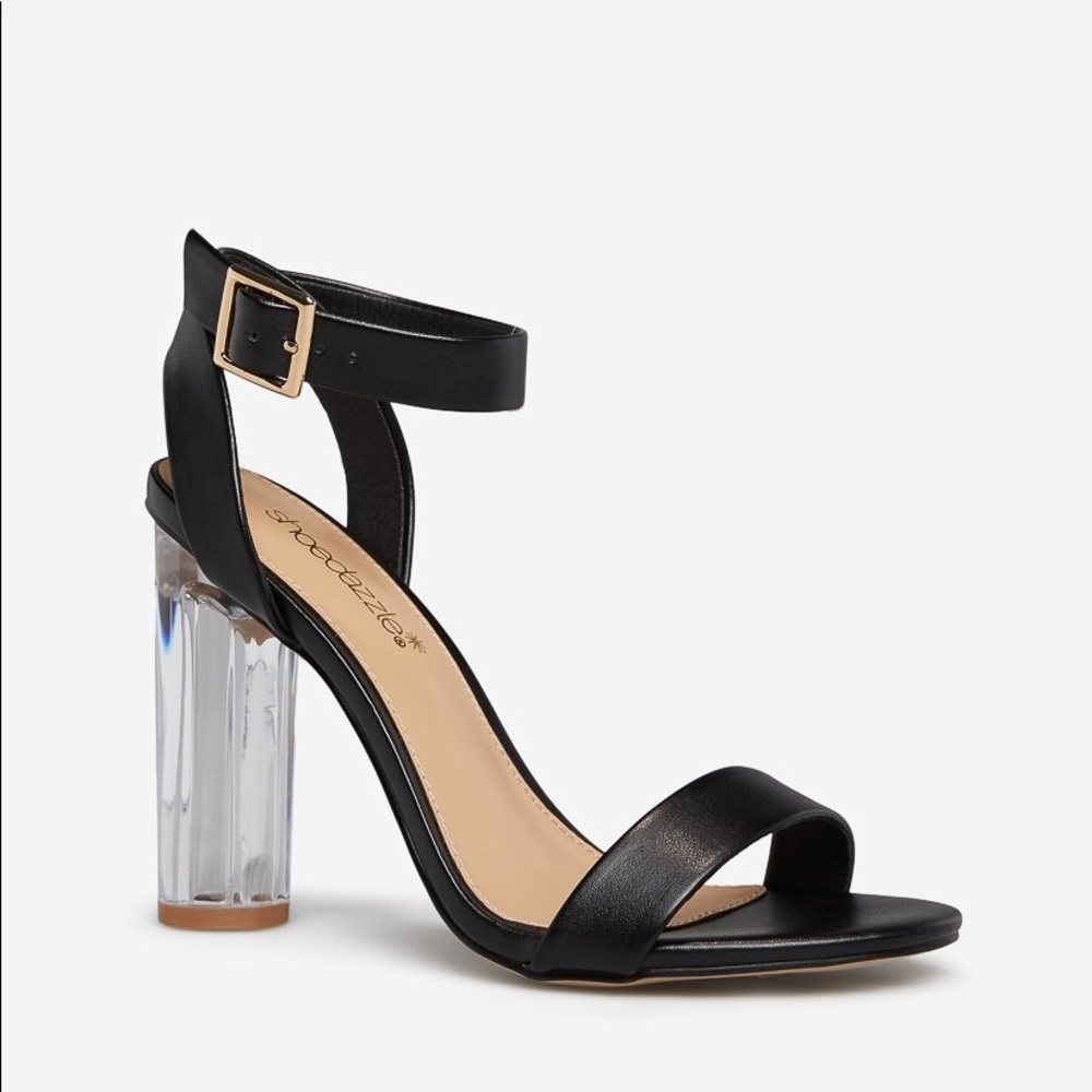 Shoe Dazzle Black and Clear Heels